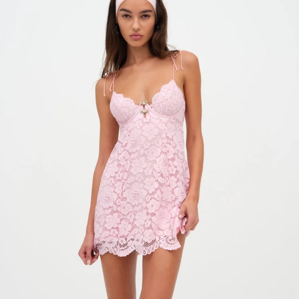 For Love & Lemons Creamsicle Lace Slip Dress
